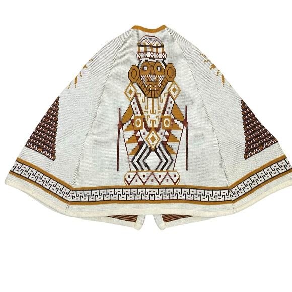Vintage 70s Sturbridge Aztec Poncho Sweater Womens L Boho Hippie Heritage Retro - Picture 4 of 11